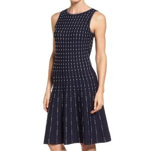 NIC+ZOE‎ ICELAND TWIRL SLEEVELESS FIT & FLARE  DOTTED CASUAL DRESS BLACK …